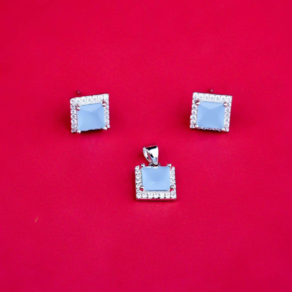 Square Shape Blue  Stone Pendant Butty
